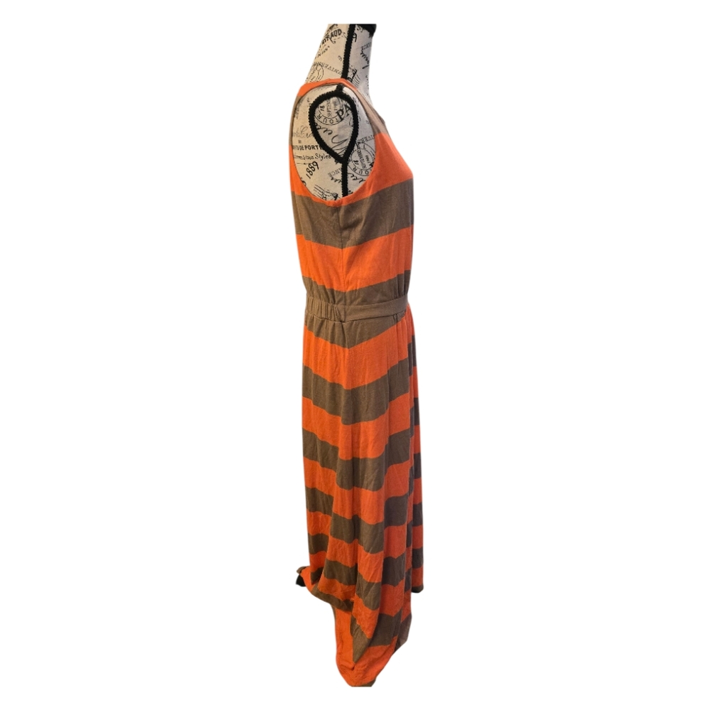 Mossimo Supply Co. Striped Maxi Dress in Orange and Brown Sz L - Picture 3 of 6